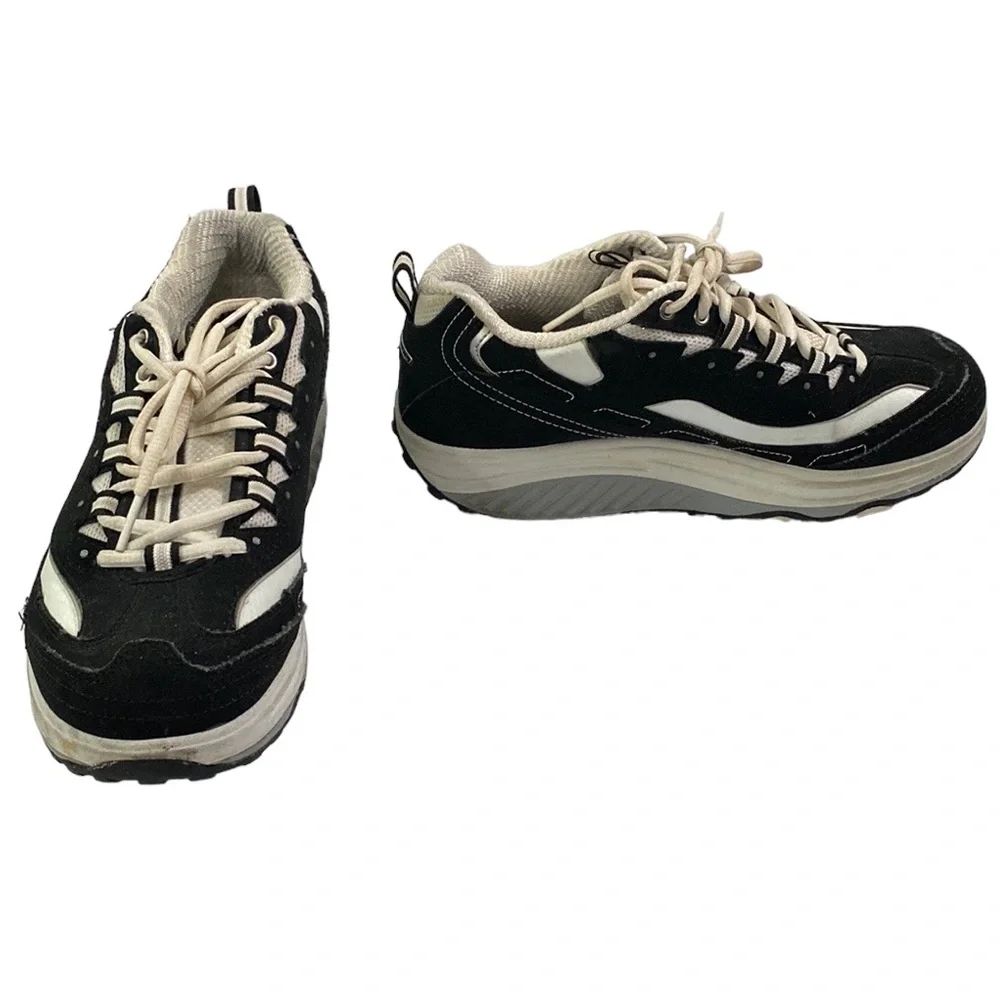 Skechers shape up walking shoes black and white leather size 8